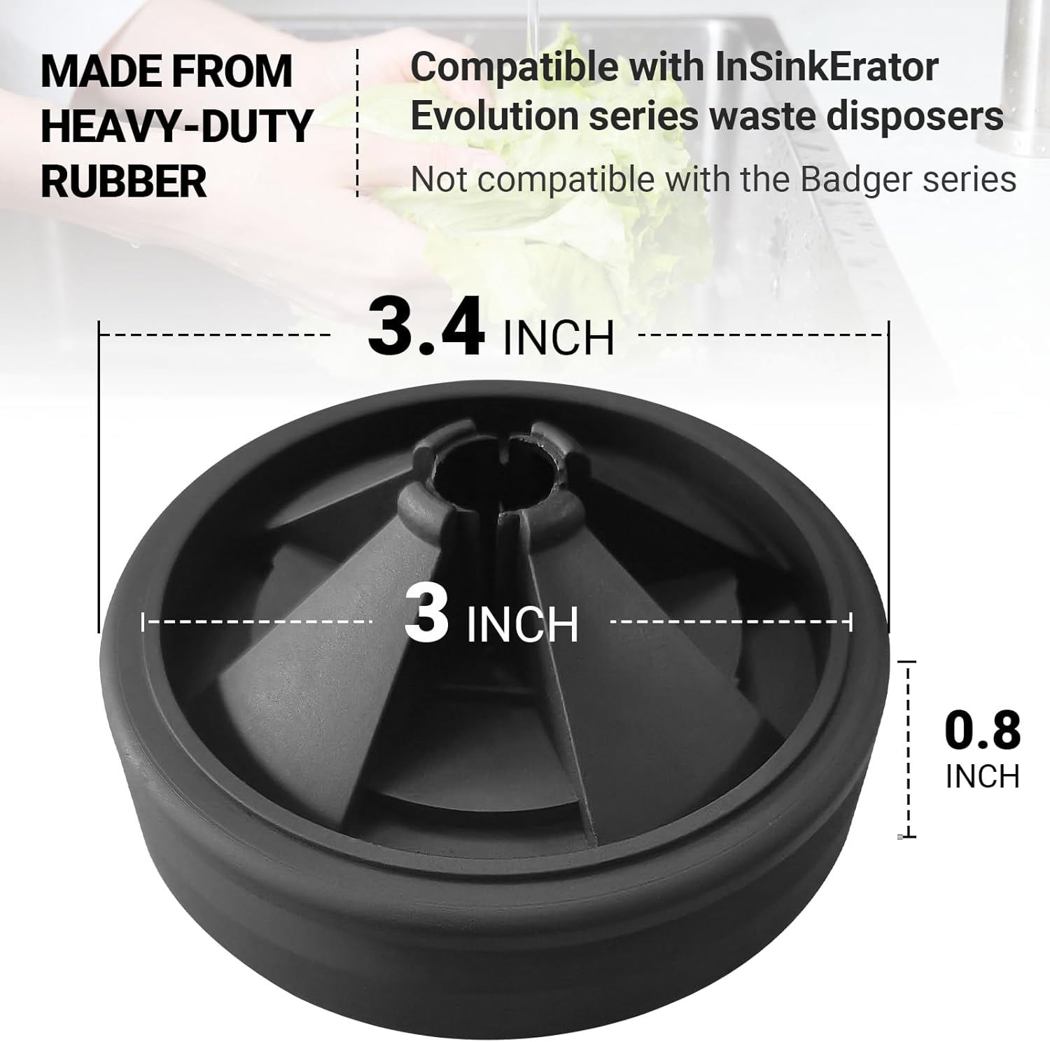 AR-PRO (2-Pack) Garbage Disposal Rubber Drain Insert - 3 3/8" Garbage Disposal Splash Guards Sink Baffle - Removable Sink Baffles Qcb-Am Compatible With Insinkerator Garbage Disposal Parts