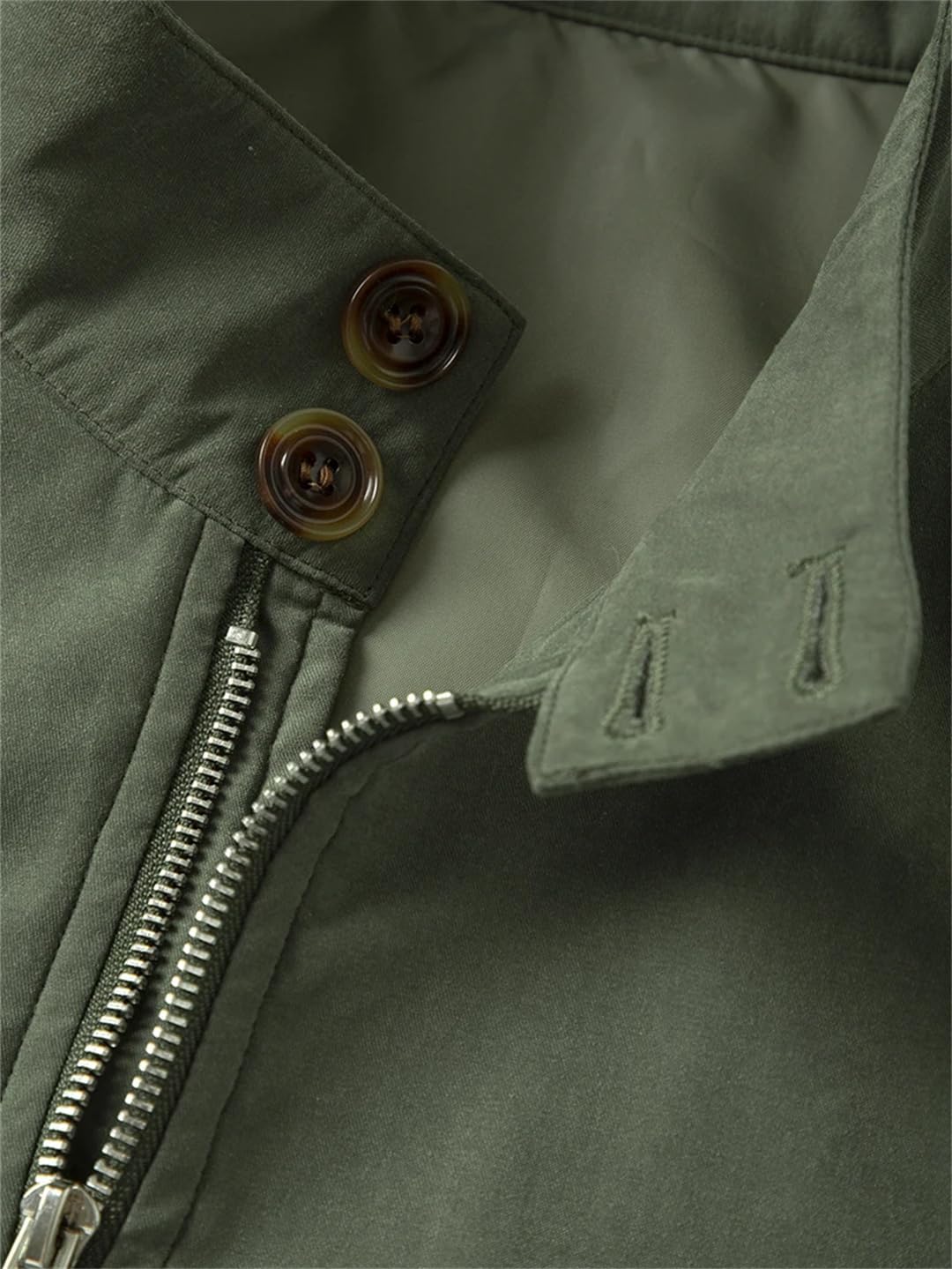 Men Outdoor Solid Stand Collar Zip Up Large Pocketed Camping Fishing Coat Loose Cargo Hiking Jacket