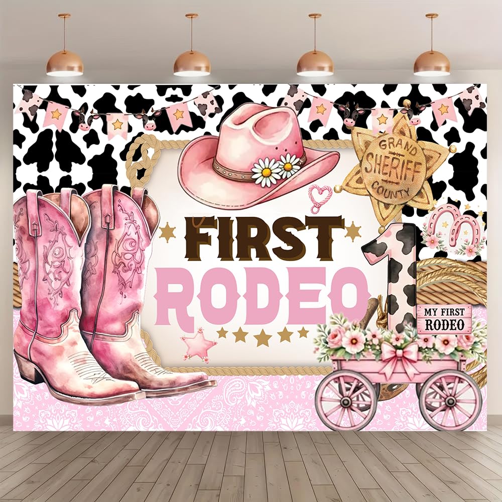 My 1st Rodeo Birthday Decorations Girl,First Rodeo Birthday Decorations Girl Party Supplies Backdrop Banner Cowgirl First Birthday Supplies Cowgirl 1st Birthday