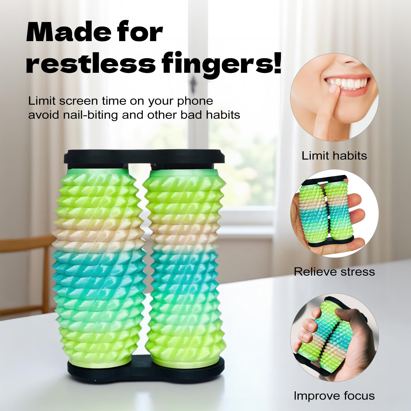 Handheld Fidget Toy with Tactile Spikes for Adults, Help Relieve Stress, Anxiety, Tension, Promotes Focus, Promotes Focus and Portable Design (): Green