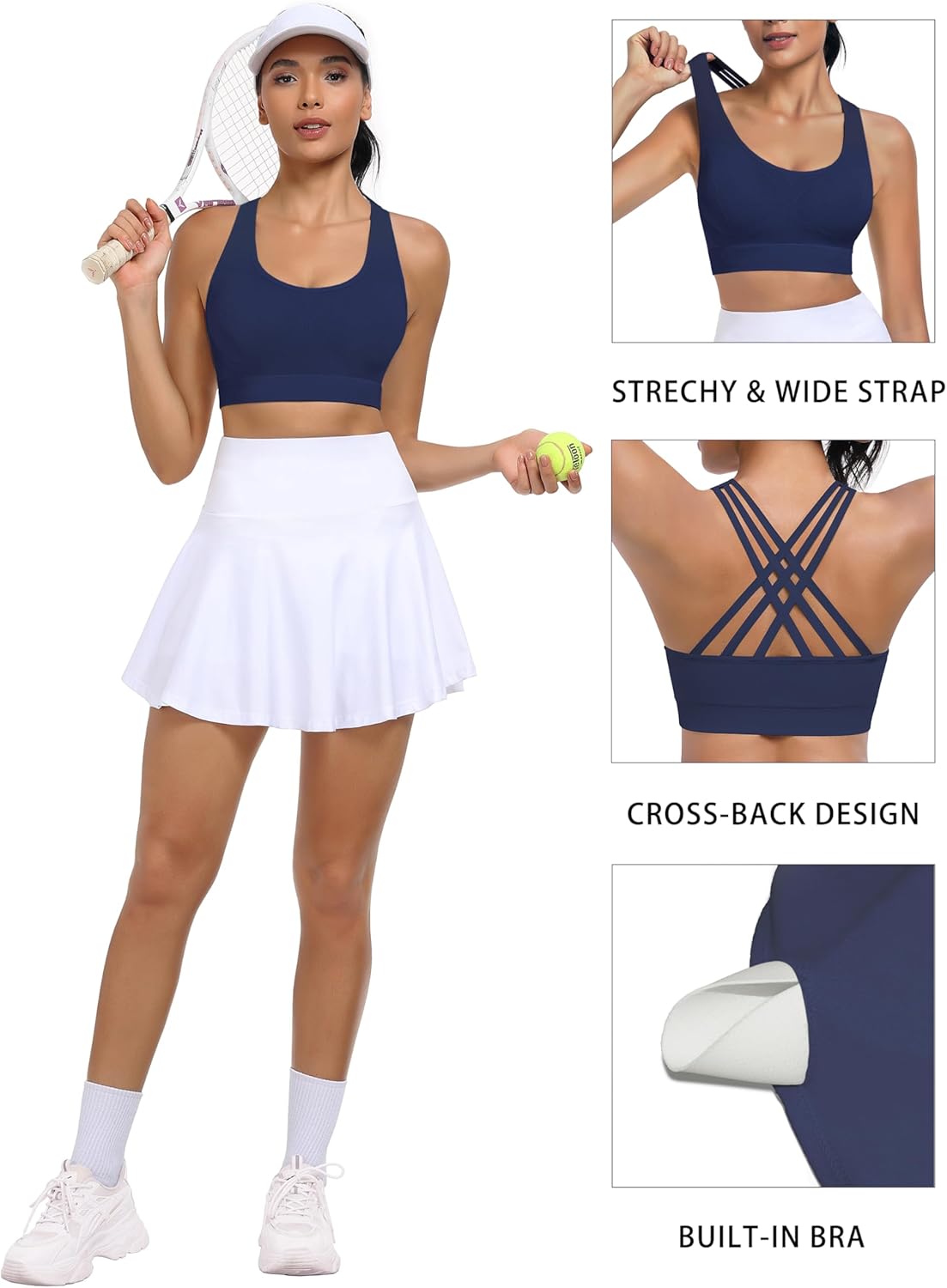 MIRITY Strappy Sports Bra for Women - Padded Seamless Support for Yoga Gym Workout Fitness Pack of 3 - Image 6