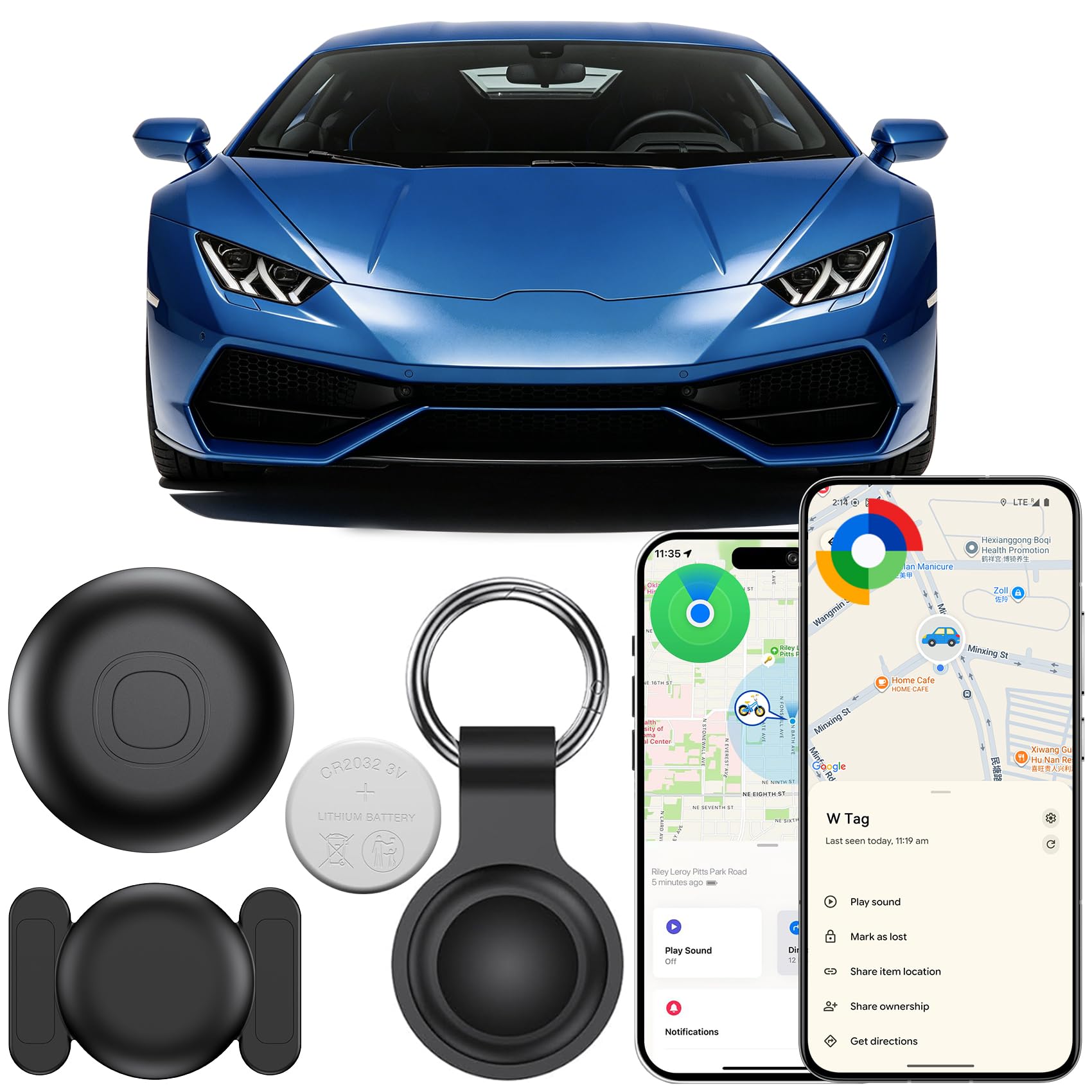 GPS Tracker für Auto,Magnetischer GPS Tracker ohne ABO,Fahrzeuge Echtzeit Tracker Kompatibel mit iOS und Android,Langlebige Batterie, IP68 Wasserdicht,Versteckter Tracker für Auto (Schwarz)