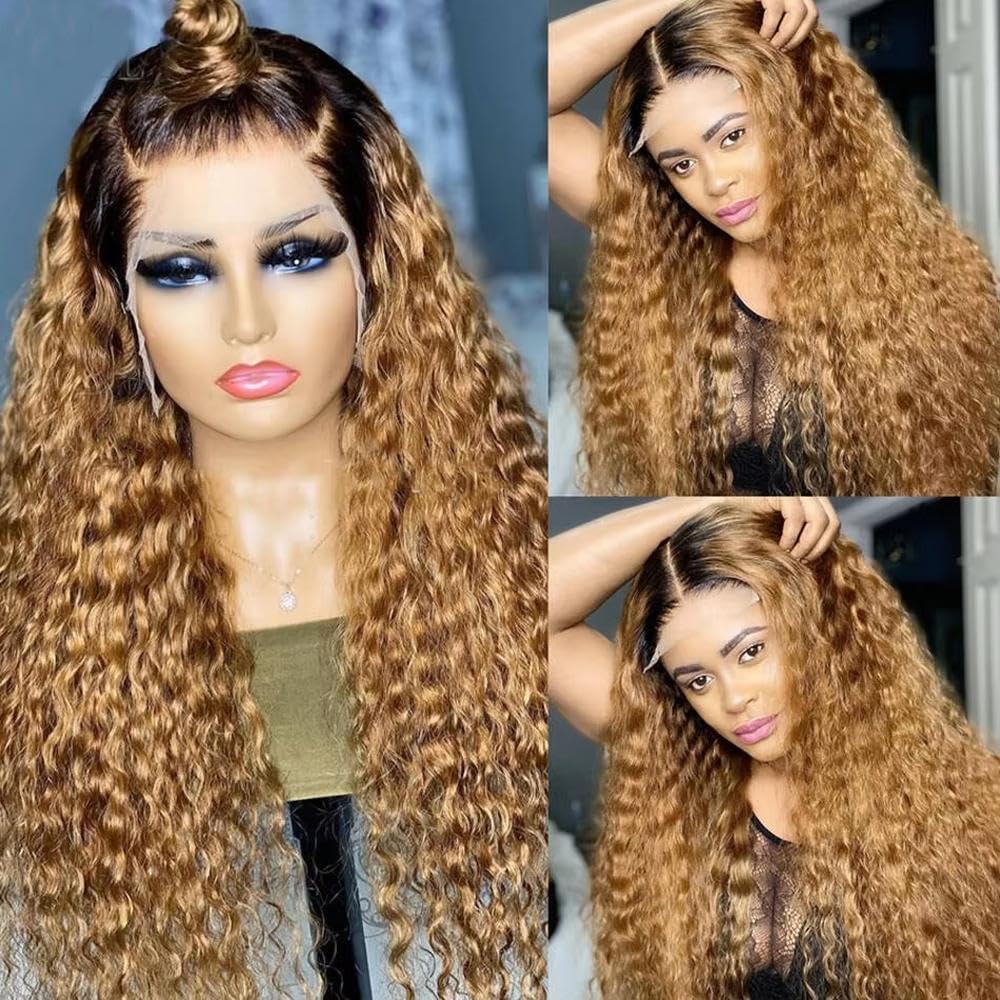 Haarpflege 180 Dichte Ombre Blonde 26“ Lange Verworrene Lockige Lace-Front-Perücke Für Frauen Bei Hohen Temperaturen Ohne Kleber Täglich