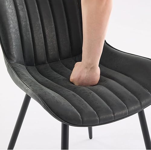 Miniatura 4 de GarveeHome Juego de 2 sillas de comedor tapizadas, sillas de cocina de cuero con patas de metal, sillas de comedor modernas de mediados de siglo con