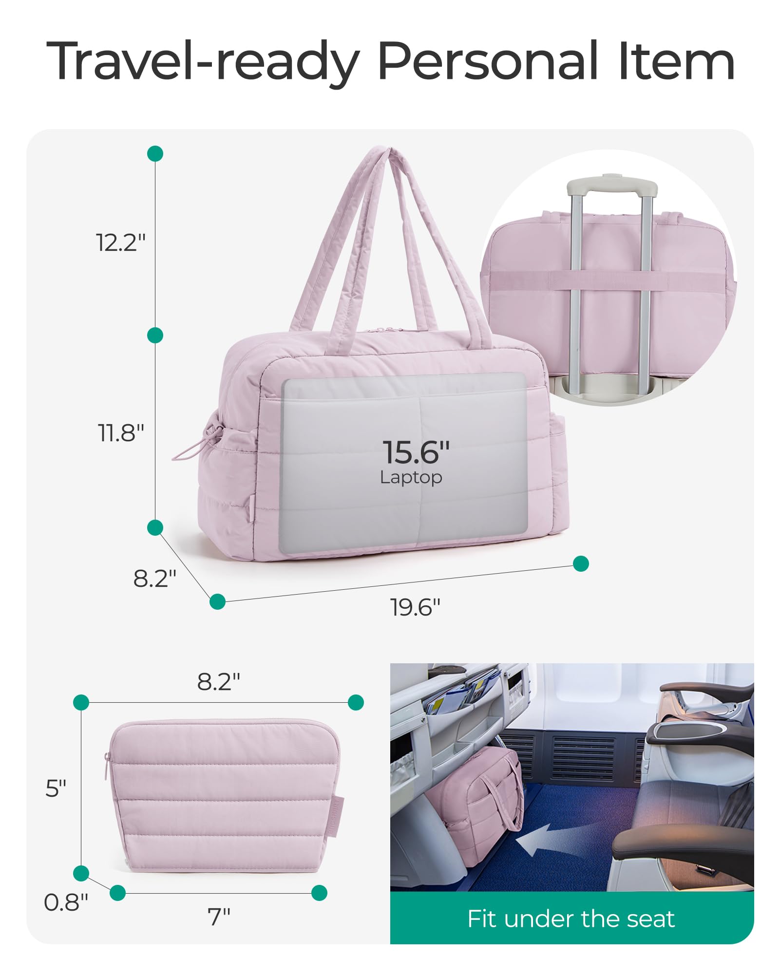 BAGSMART Gym Bag for Women with Toiletry Pouch, Lightweight Weekender Bags for Women with Wet Pocket, 31L Travel Duffle Carry On Bag, Weekender Overnight Bag for Travel,Water Resistant,Dark Pink: Misty Purple