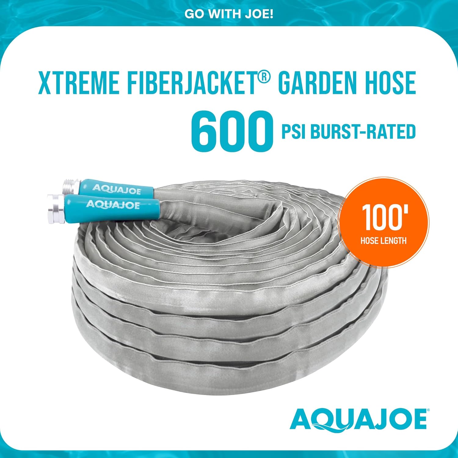 Aqua Joe AJFJH100-PRX Xtreme Fiberjacket Garden Hose, 100-Foot, Metal Fittings