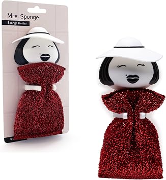 Peleg Design Mrs. Sponge Kitchen Sponge Holder - Plastic Dish Sponge Holder for Kitchen Sink, Dries All Types of Sponges - Kitchen Sink Organizer, Decor, and Unique Gift Idea - Sponge Included