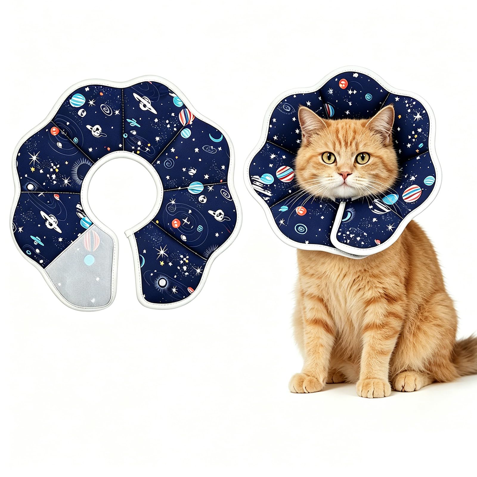 1 Pcs Cat Cone Collar,Anti-Lick,Soft Adjustable Lightweight Cat Recovery Collar for Small Animal Cats Kittens Puppies After Surgery Grooming(S:16 to 23 cm,Depth: 10 cm)
