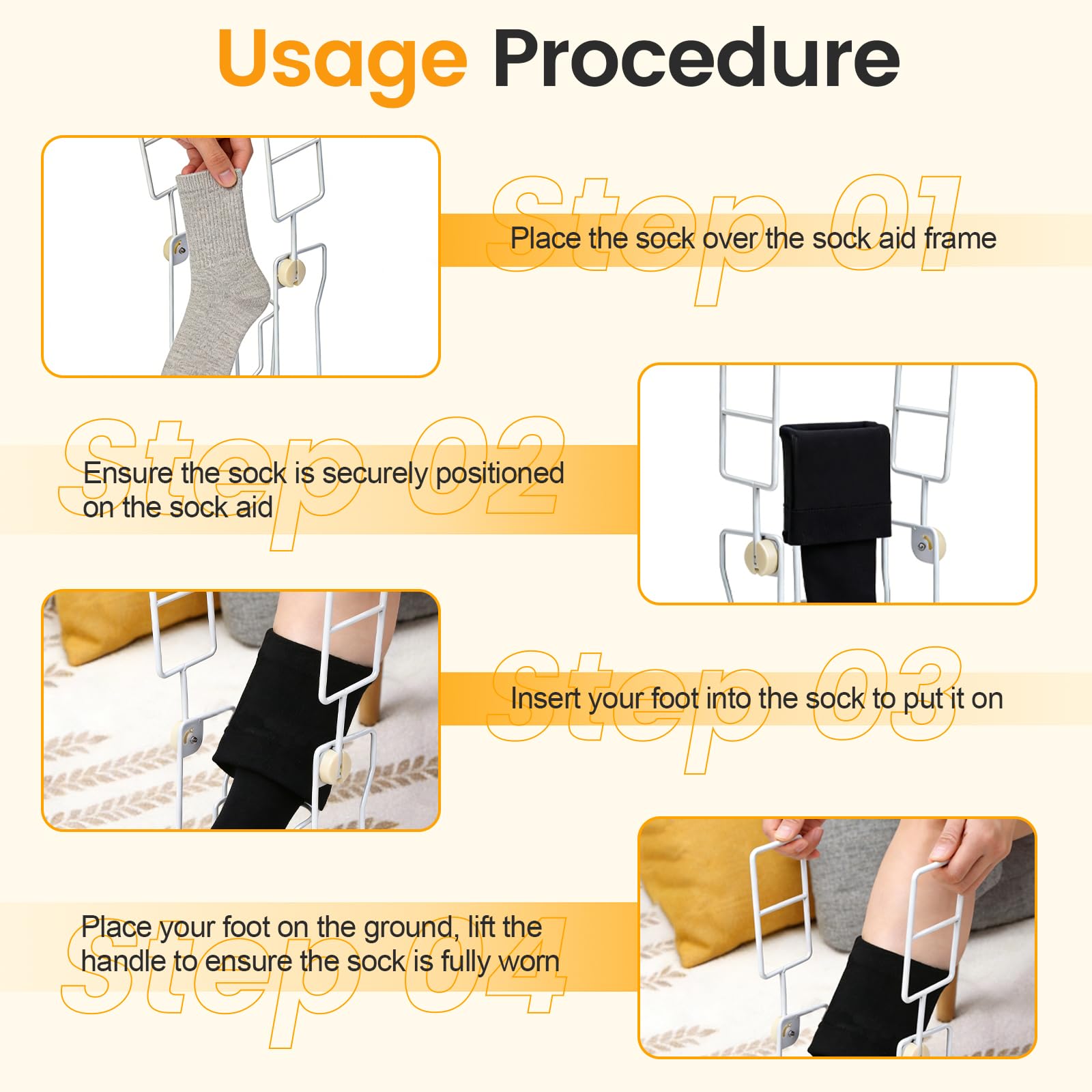 Enfile Bas de Contention, Enfile Chaussettes avc Gants, Enfile Chaussettes de Contention, Poignées en Mousse Confortable, Enfile-Chaussettes pour patients postopératoires et personnes âgées