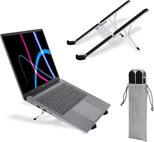 Soporte portátil para laptop, soporte plegable para computadora de escritorio y viajes, elevador ergonómico de computadora ajustable de 6 niveles,