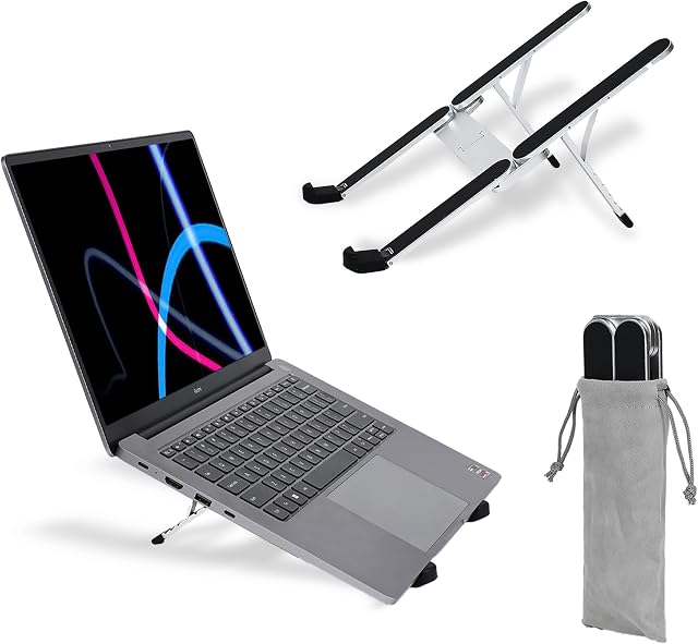 Travel Depot Support portable pour ordinateur portable, support pour bureau ergonomique 6-Levels Support d'ordinateur réglable Angles, ABS Support Riser pour ordinateur portable compatible avec tous les ordinateurs portables et iPad (10-15.6")