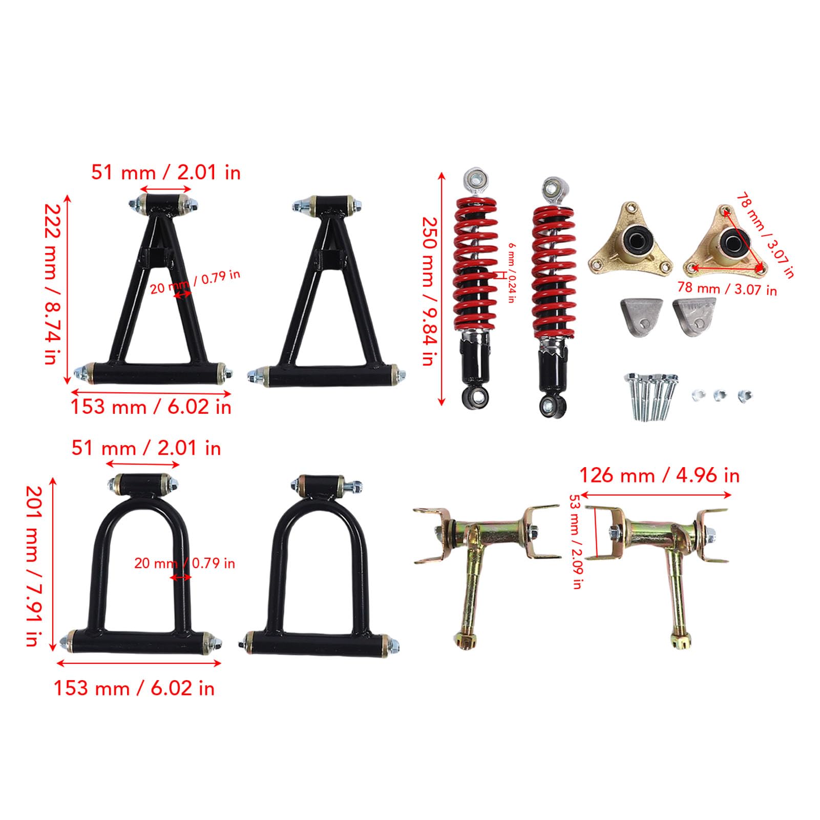 Bras Oscillant De Suspension Renforce, Kit De Bras De Suspension Pour Velo Tout Terrain Quad Kart, En Métal Haute Résistance Pour Une Stabilité Optimale