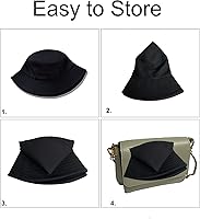 Vista 4 de PFFY Bucket Hat for Women Men Cotton Summer Sun Beach Fishing Cap Negro/Rojo (reversible)