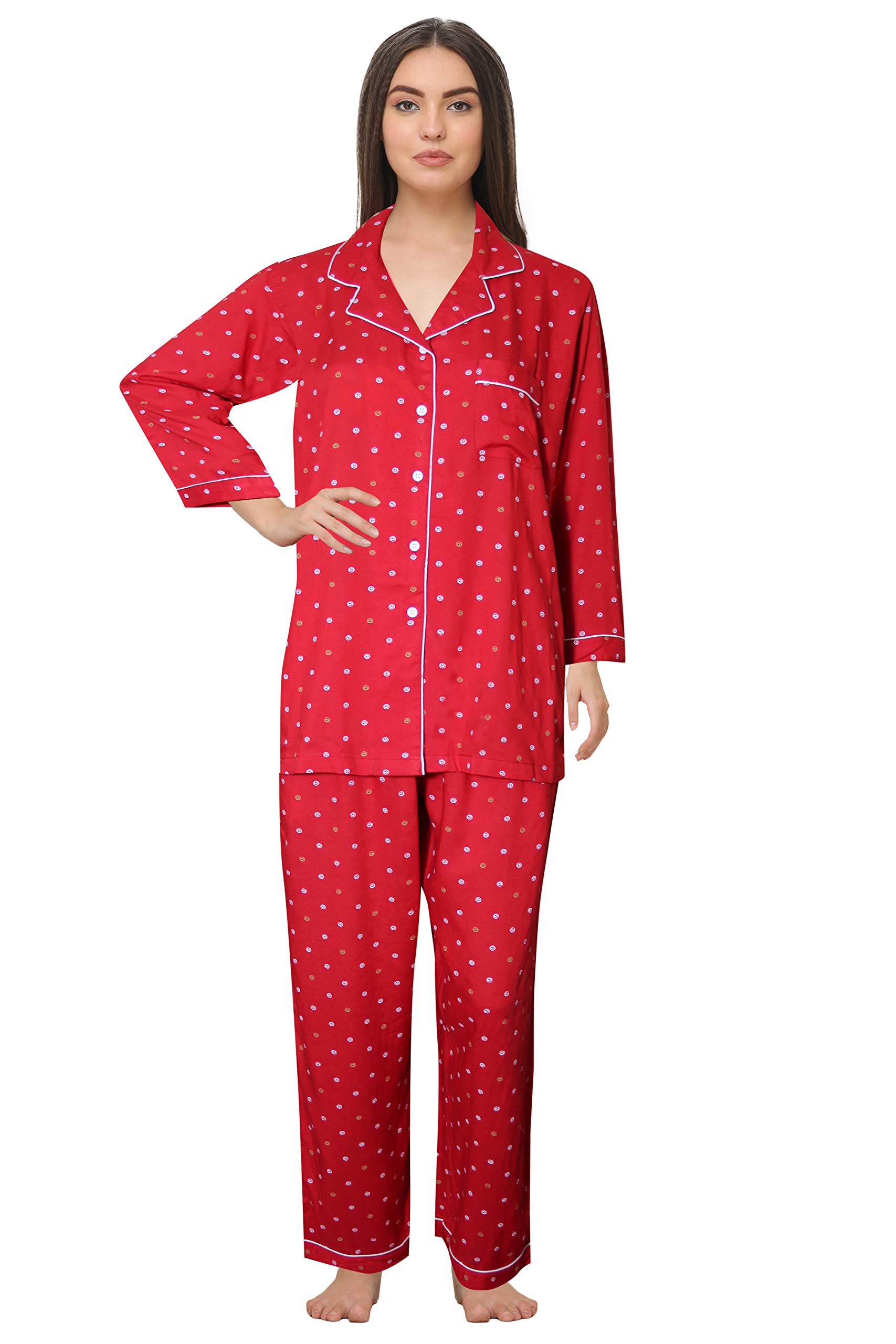 MEVEWomen's Night Suit Pyjama Set with Matching Mask (RED)