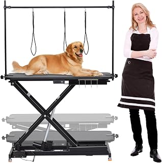 PeakPursuit Electric Dog Grooming Table: 264 lbs Capacity, Height Adjustable 9.4-39.37", Anti-Slip Top, Grooming Arm & Tool Organizer