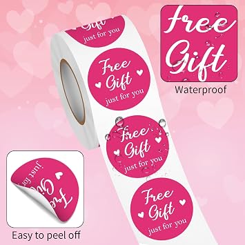 500Pcs 1.5Inch Customer Appreciation Stickers Roll, Free Freebies Gift Round Sticker for Small Business Decorative Packing Delivery Mailing Envelopes Postcards
