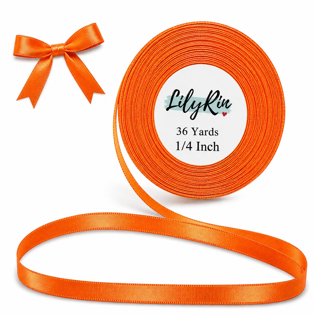 Photo 1 of Orange Ribbon 1/4 Inch x 36 Yards for Gift Wrap Halloween & Birthdays Satin
