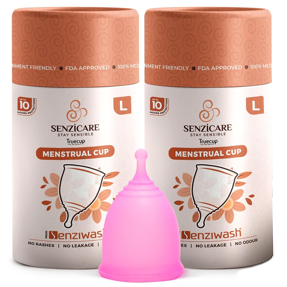 Senziwash Truecup Reusable Menstrual Cup for Women-Large Size (Pack of 2)-Up to 10 Hours Protection | No Rashes, Leakage or Odour | Hygienic Comfortable Period cup | FDA Approved