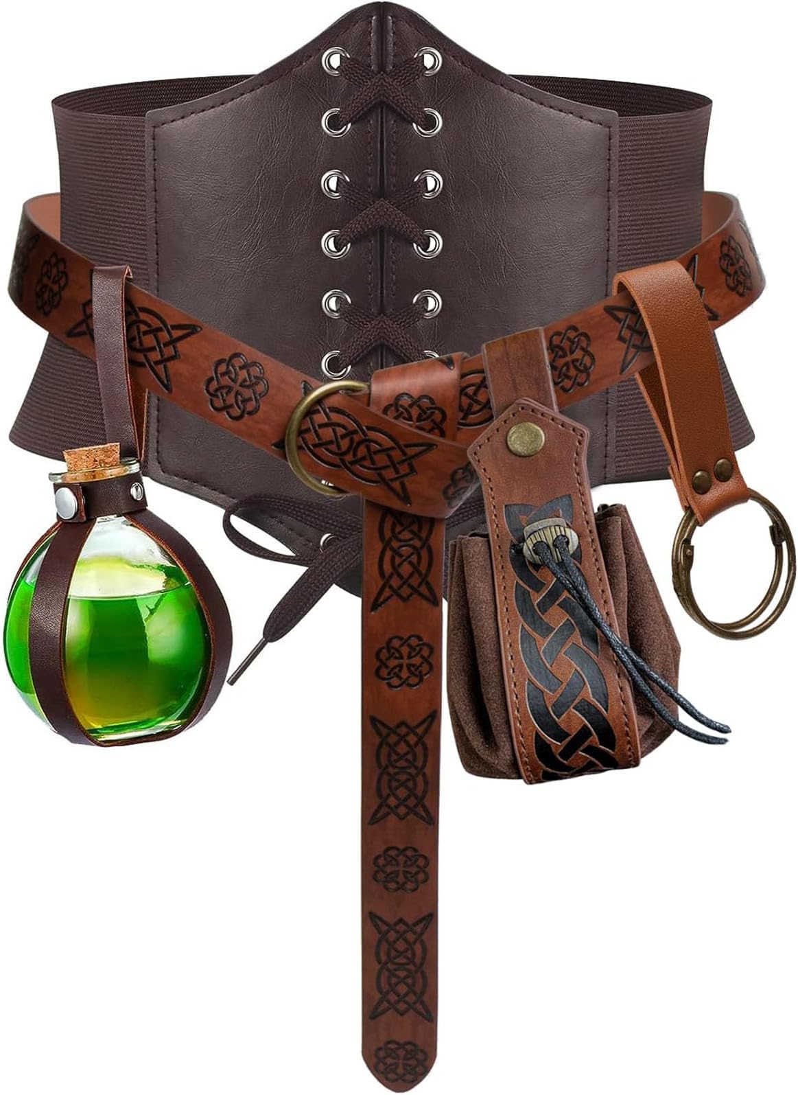 SUMGOGO5PCS Corset Renaissance Belt Medieval Renaissance Belt Pouch Cork Potion Bottle Festival Halloween Costume Accessory