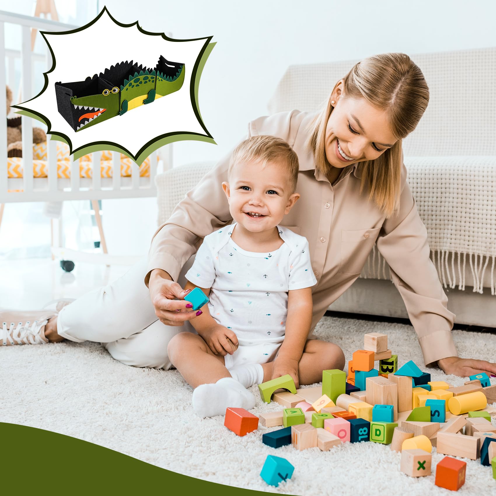 baby spielzeug aufbewahrung Ksrnsne 3Pcs Spielzeugkiste aus Filz Aufbewahrungsbox Kinder Box Krokodil Faltbare Spielzeug Libra Liquid Kase Knoblauch Krill Menge:25g Acryl-Regalteiler für Schrank-Organisation, Schrank-Organizer