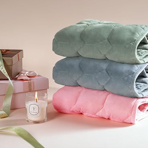 Miniatura 7 de Cottonblue Manta con peso de 7 libras, acogedora manta con peso de terciopelo de cristal de lujo para adultos, manta pequeña con peso para