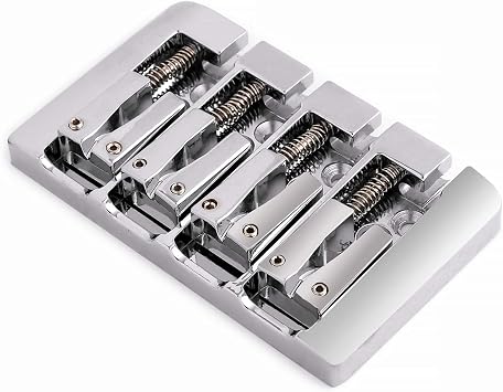 Rubatone 4 String Bass Bridge A Style Top Load and String Through Body Tailpiece with Zinc Saddles for Electric Jazz Bass P Bass High Mass Chrome