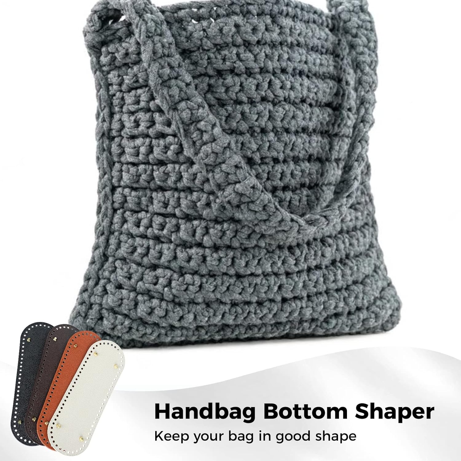 PU Leather Bag Bottom Shaper, 4 Pcs Crochet Bag Bottom Shaper Pad with Holes, Knitting Bag Oval Nail Bottom Shaper 30x10cm/12x4inch for Handbag Shoulder Bag Purse DIY Accessories : Clothing, Shoes & Jewelry