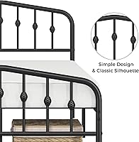 Vista 7 de Yaheetech Metal Bed Frame Full Size Metal Platform Bed Frame with Victorian Style Headboard/Footboard/Easy Assembly/No Box Spring Needed/Black