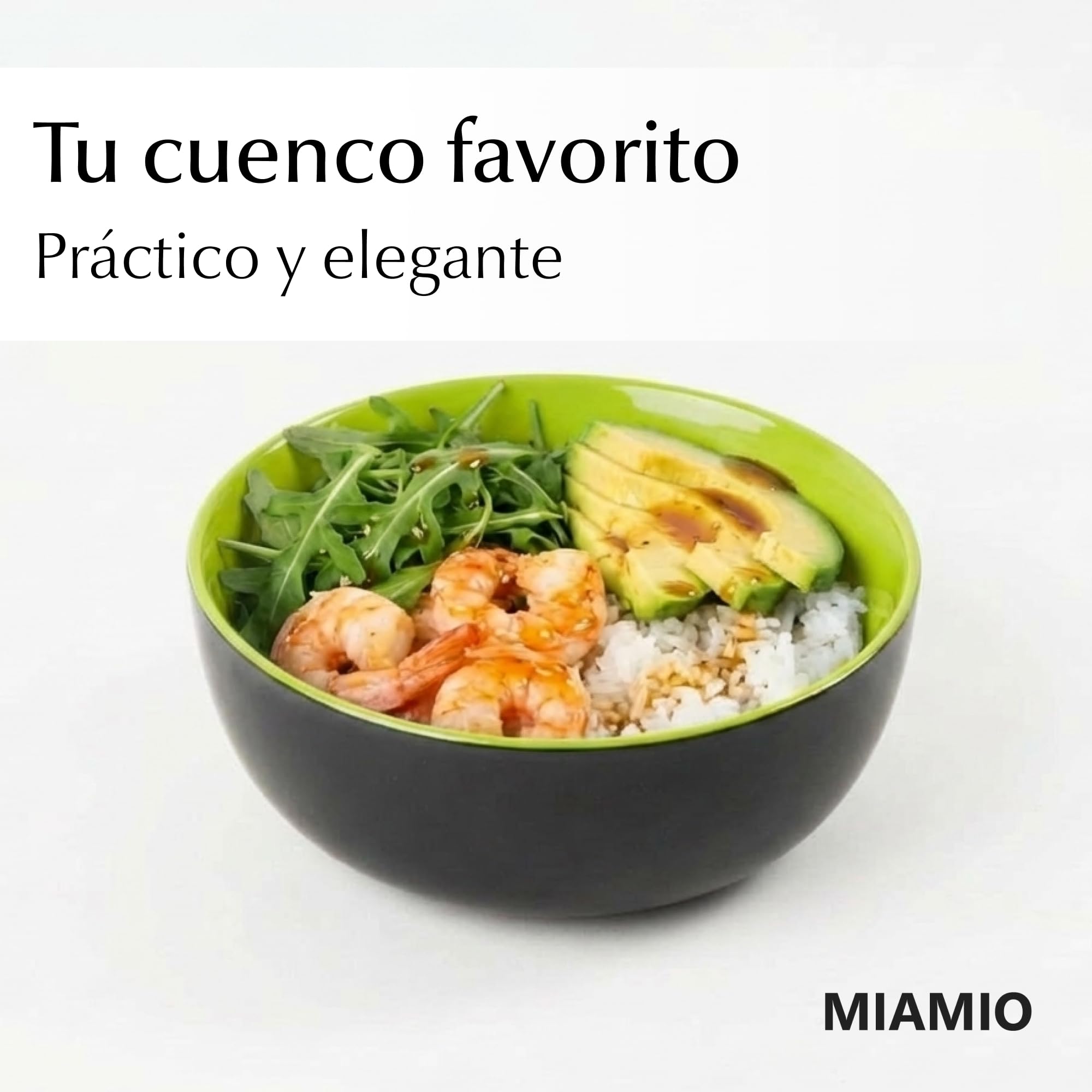 MIAMIO - 6 x 500ml Juego De Cuencos/Tazones Exterior Negro Interior De Color - Le Papillon Colección (Multicolor) — view 3