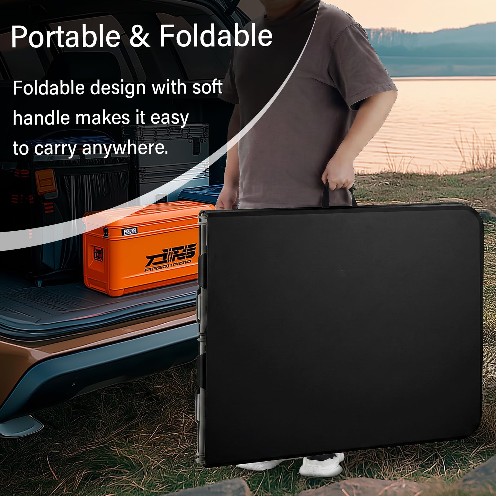 TEENO Tavolo pieghevole 180 x 74 x 74 cm | rettangolare nero | tavolo pieghevole esterno 6 oro 8 posti | con serratura di sicurezza | HDPE | tavolo da giardino pieghevole perfetto per credenze, feste