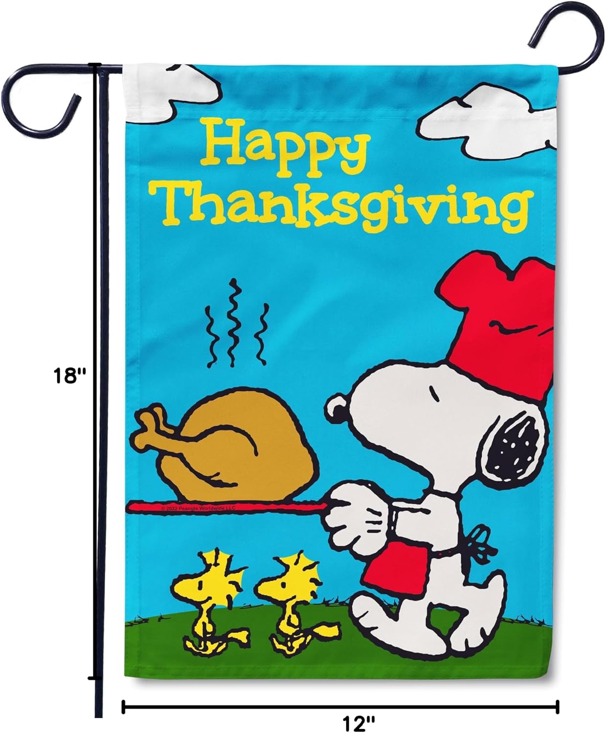Flagology, PEANUTS Thanksgiving Chef Snoopy Garden Flag 12" x 18", Outdoor Flag, Exclusive Premium Fabric, Officially Licensed