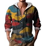 Graphic Hoodies Men Pullover Lightweight Hooded sweatshirt for Men Long Sleeve Button Down Pullover with Drawstring