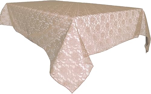 Miniatura 2 de Zen Creative Designs Mantel de encaje floral para cocina, fiesta, eventos, boda, decoración de mesa (58 x 96 pulgadas, beige)