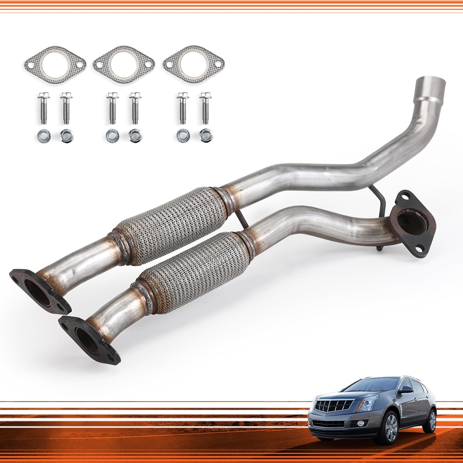 Exhaust Flex Pipe 2" Inlet (OD) Direct Bolt-On Exhaust Front Pipe Fit For 2012-2016 Cadillac SRX (VK-73010)