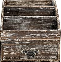 Vista 5 de Office Desk Organizer with Drawers & Dark Brown Vintage Wood Desktop Storage Caddy 2pcs/set Workspace Supplies Farmhouse Mail Countertop Organizer