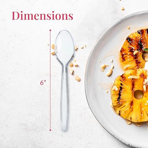 Miniatura 9 de 300 cucharas de plástico transparente  cubiertos de plástico resistente  Cucharas desechables  Cubiertos de plástico elegante  cubiertos de plástico