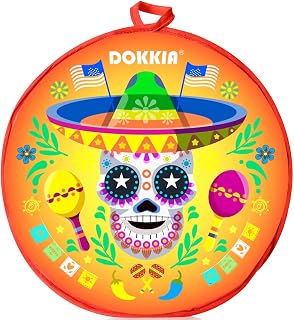 DOKKIA Tortilla Warmer Taco 12 Inch Insulated Cloth Pouch - Microwavable Use Fabric Bag Servers Holder to Keep Flour Burrito Warm (12 Inch, Skull Day of The Dead Sombrero Maracas)
