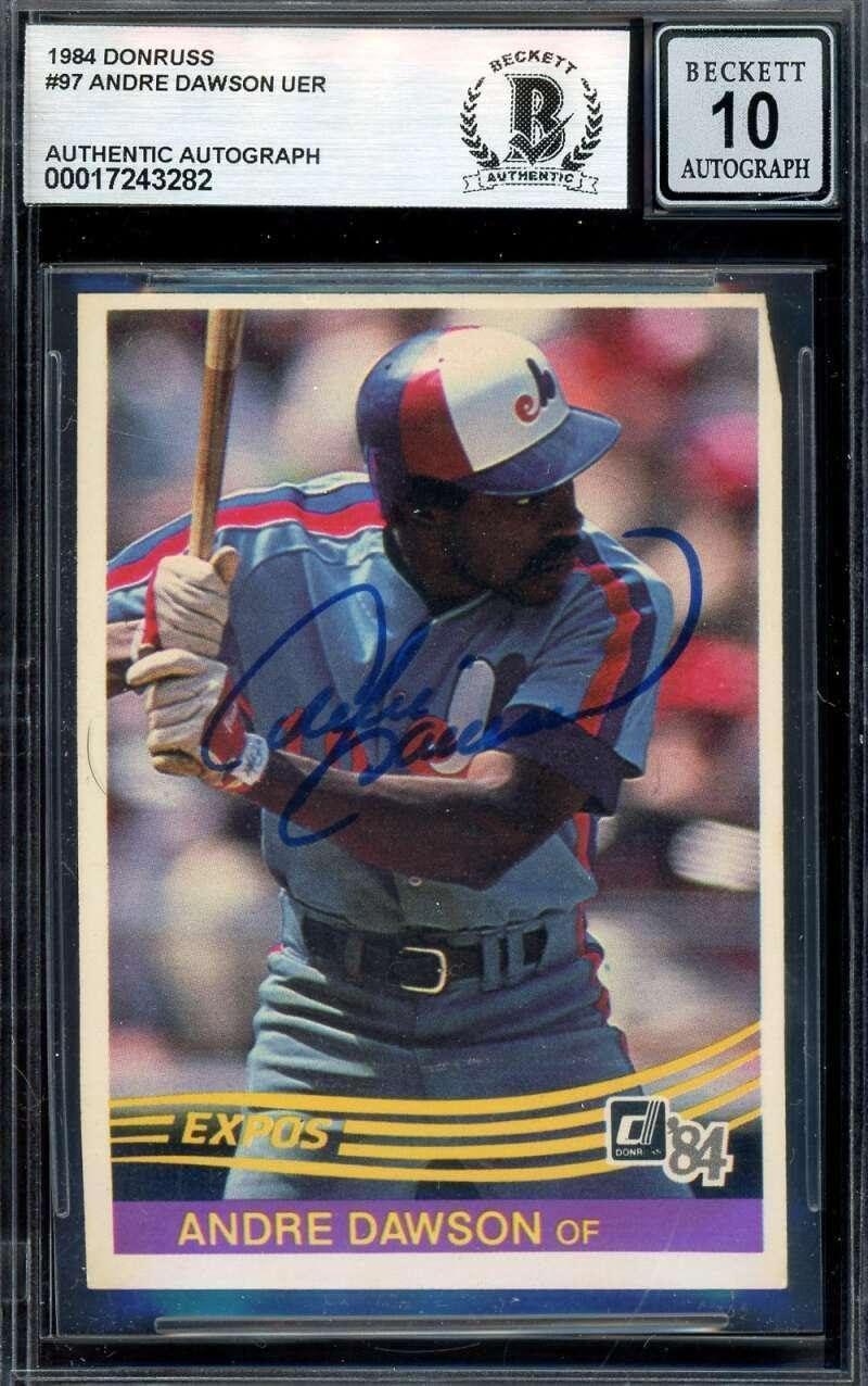 Andre Dawson Gem Mint 10 Beckett BAS Signed 1984 Donruss Autograph - Baseball Slabbed Autographed Cards