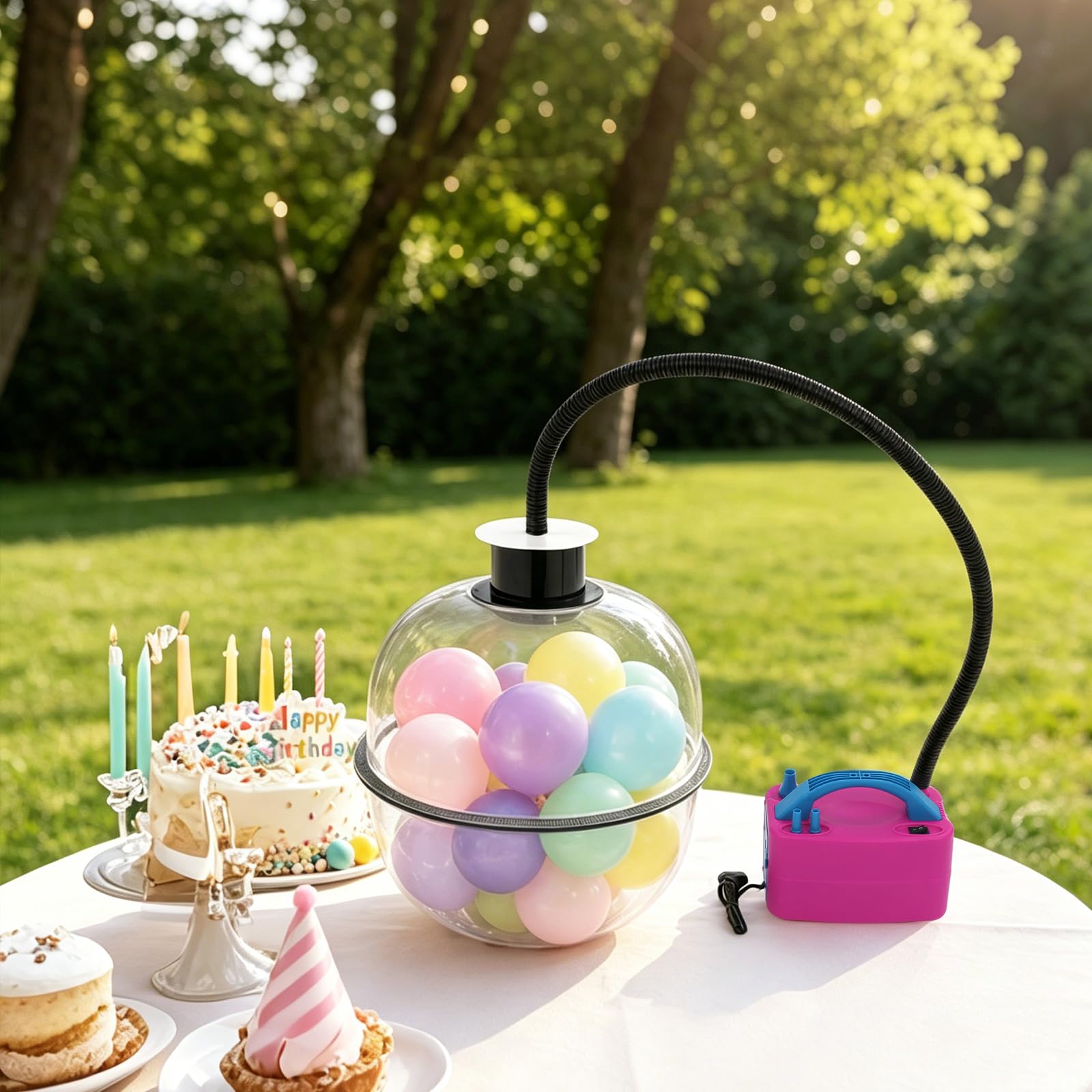Ballon Füllmaschine Set Balloon Stuffing Machine mit Luftballonpumpe Elektrisch 230V & Manuell Aufweitungszange Ballon Expander Werkzeug Ballonfüllmaschine Luftballon Maschine mit 3 Einfüllöffnung