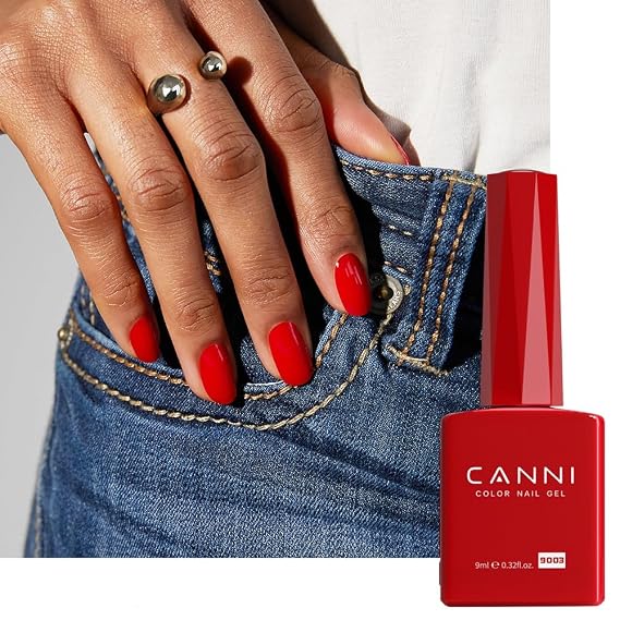 CANNI Red Gel Nail Polish - 1Pcs Bright Red Gel Polish High Gloss Soak Off U V Nail Manicure Salon DIY