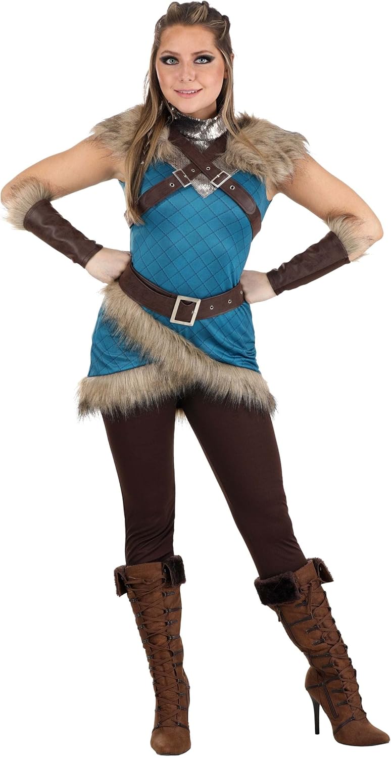 Women's Astrid Halloween Costume | Adult Viking Shieldmaiden Warrior Outfit for Valhalla, Nordic Mythology, & Fantasy Cosplay