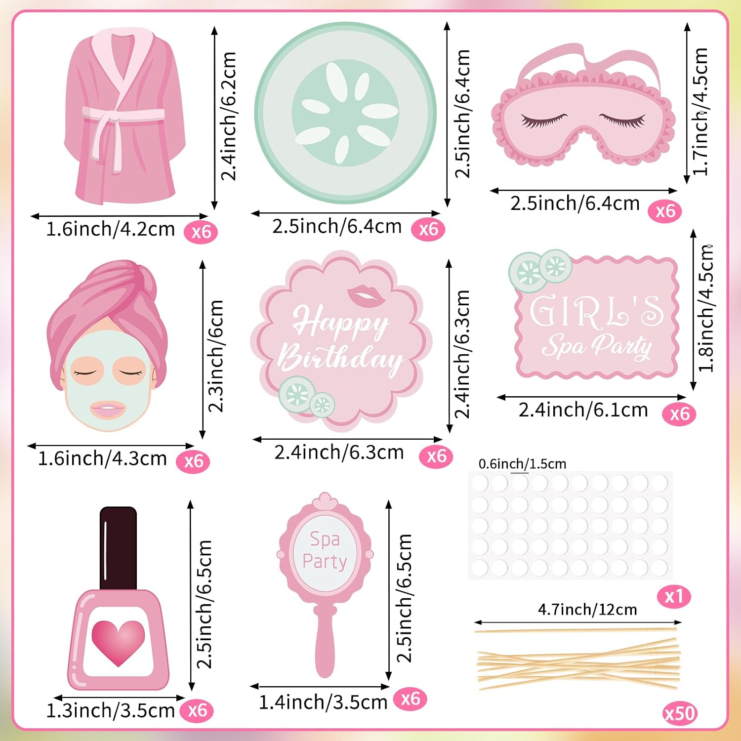 48 Pieces Spa Party Decorations Spa Cupcake Toppers Party Cupcake Picks for Girls Women Spa Theme Party Sleepover Slumber Birthday Party Decoration Supplies image 2