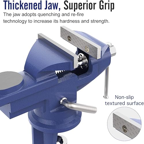 Miniatura 3 de Housolution Tornillo de mesa universal de 3 pulgadas, abrazadera de banco de base giratoria de 360, herramienta de reparación de tornillo de banco