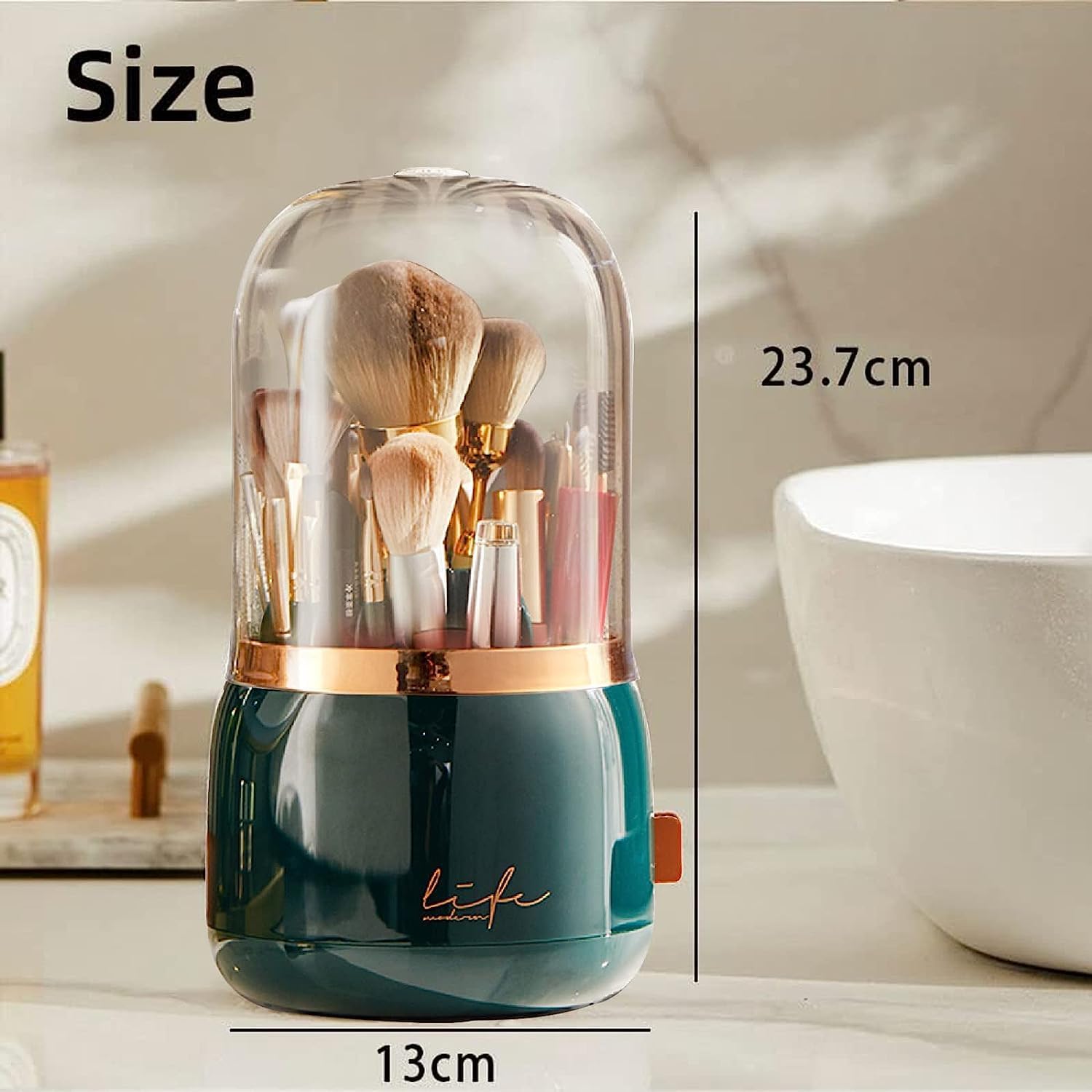 Makeup Brush Holder, 360 Rotating Makeup Brush Storage Barrel, Makeup Organiser for Makeup Brush, Lipstick, Lip Gloss, Eyeliner Desk Storage Box, Dressing Table Accessories/