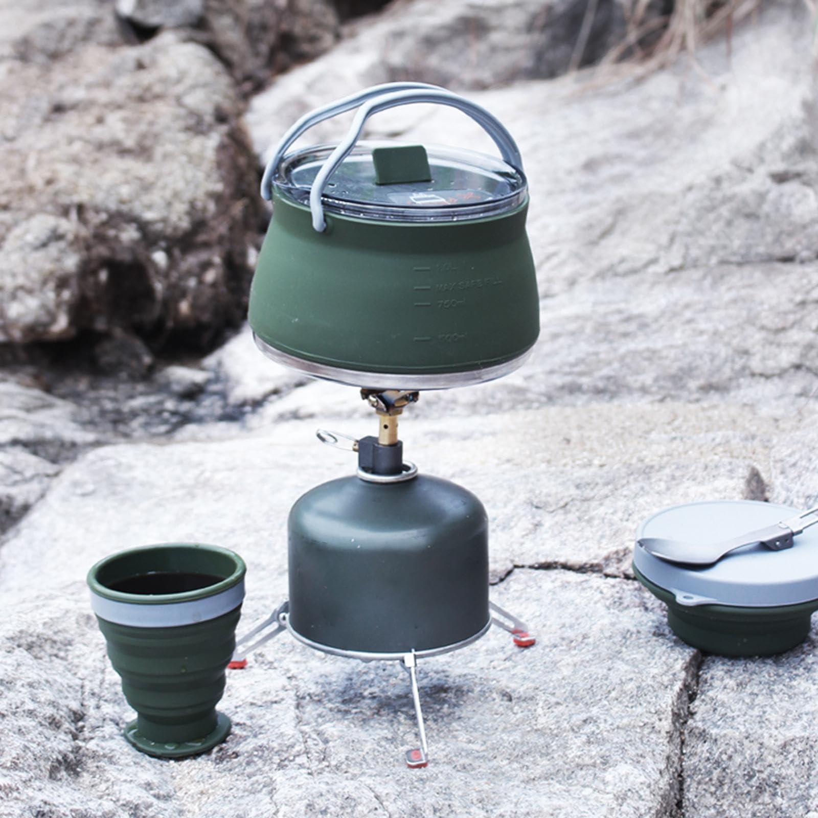Tetera de Camping Portátil con Tapa Y Hervidor de Agua.