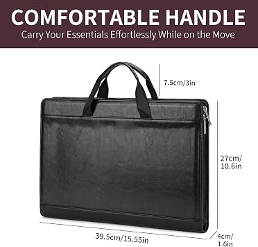 Personalized Vegan Leather Portfolio for 8.5 x 14 Pad and 15 Laptop | Zippered Padfolio with Handle, Legal Size Organizer Business Contractor Folder Professional Executive Gift, Black