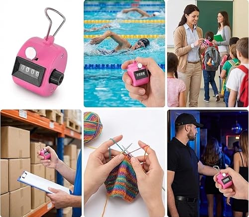 Miniatura 9 de Contador de cuentos manuales – Contador mecánico de 4 dígitos para tejer y ganchillo – Contador de mano para regazo, tono y personas con anillo para