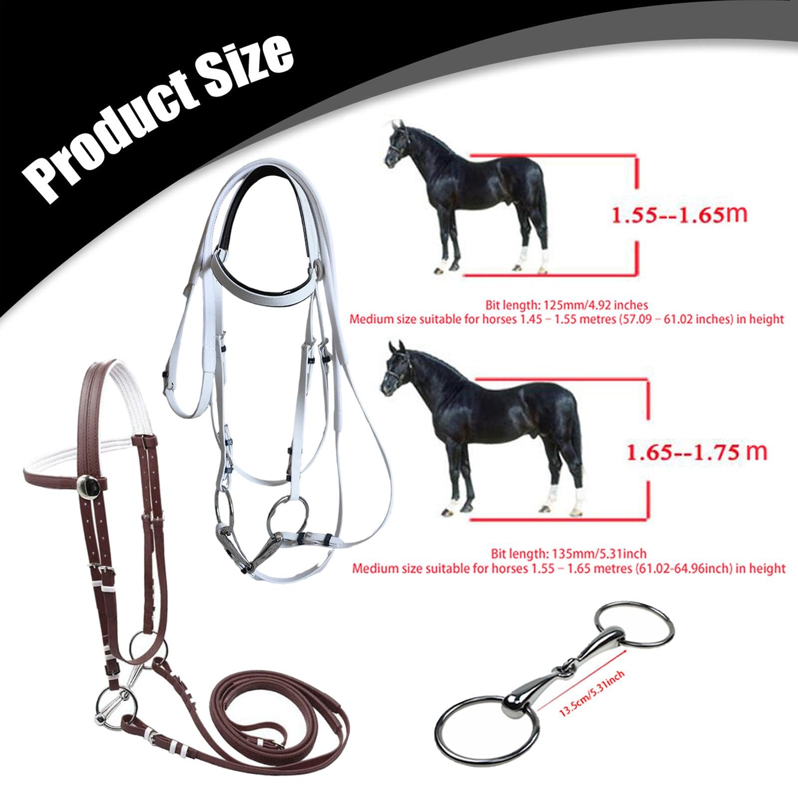 perfk Brida de Caballo con rienda de Acero Inoxidable, de Anilla, arnés Ecuestre, Cabestro de Cuerda para Montar, para clásica de Club