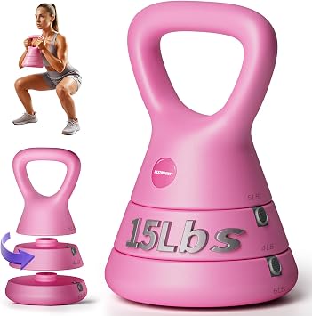 EAST MOUNT 15LB Adjustable Kettlebell Set 3-in-1 5/9/15 LB, Compact Adjustable Weights, Wide Triangle Handle and Wrist-Friendly Design for Home Gym, Full-Body Workouts and Strength Training
