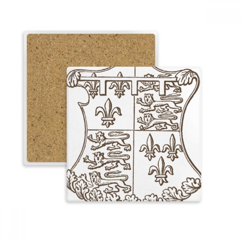 Coaster carré lion baroque noir blanc en pierre absorbante pour tasse